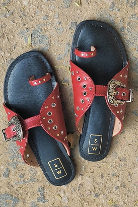 Sandalwali Nadia Red & Silver 